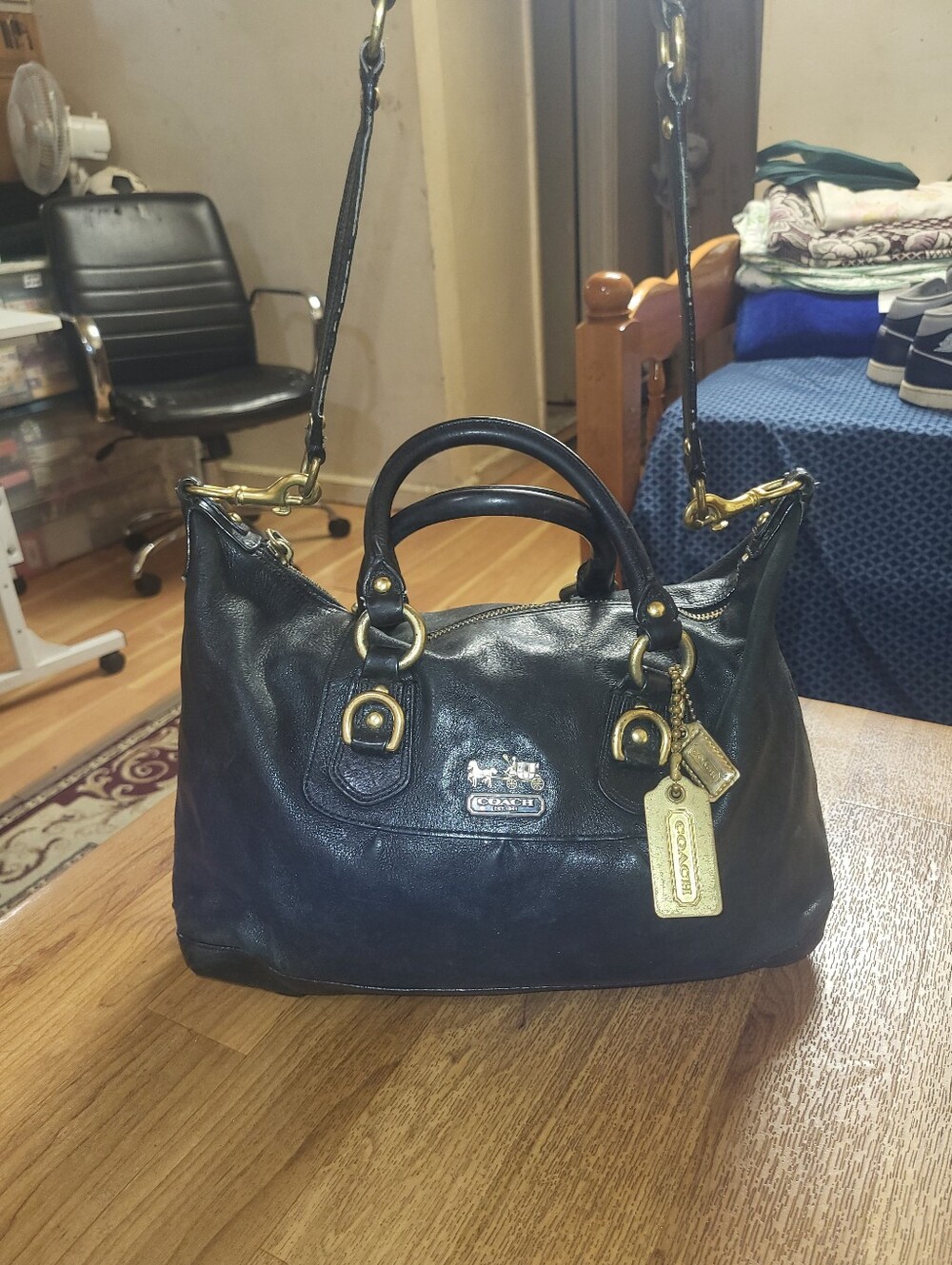 COACH Madison Sabrina 2Way Leather Handbag Mini Boston Y2K Black Shoulder Bag